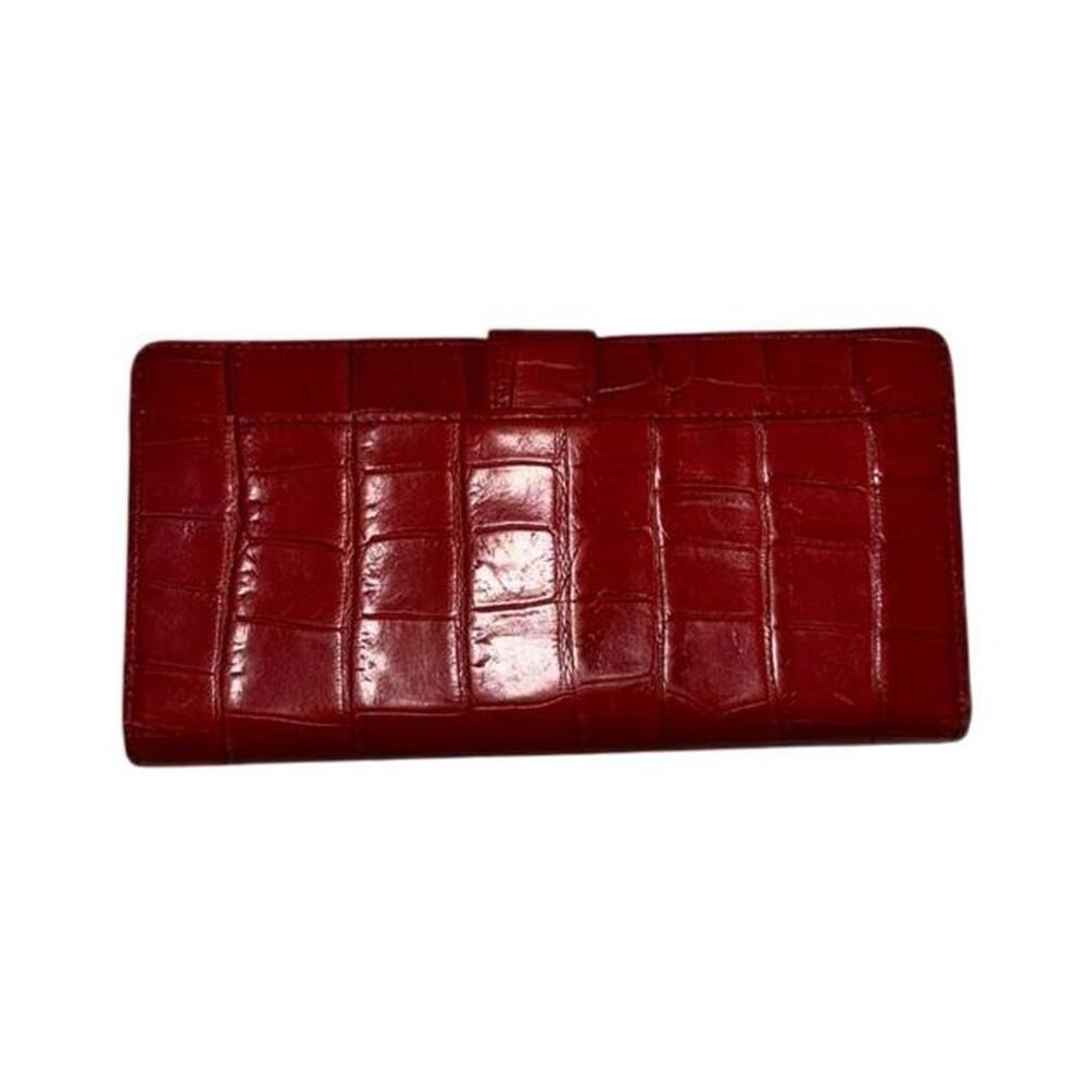 Wilson's Leather red crocodile textured wallet Italian leather